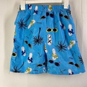 : Kids' CORIFORT Fit Blue Swim Shorts | Beach Print | Aloha | Vacation Ready